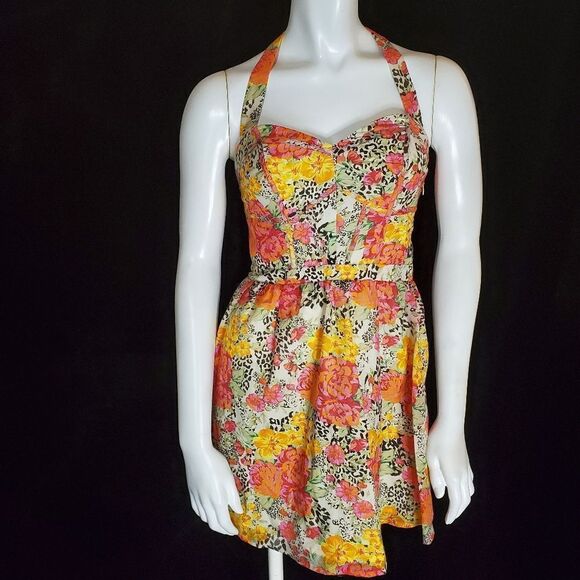 Guess Floral & Leopard Halter Dress (2) - Picture 2 of 5